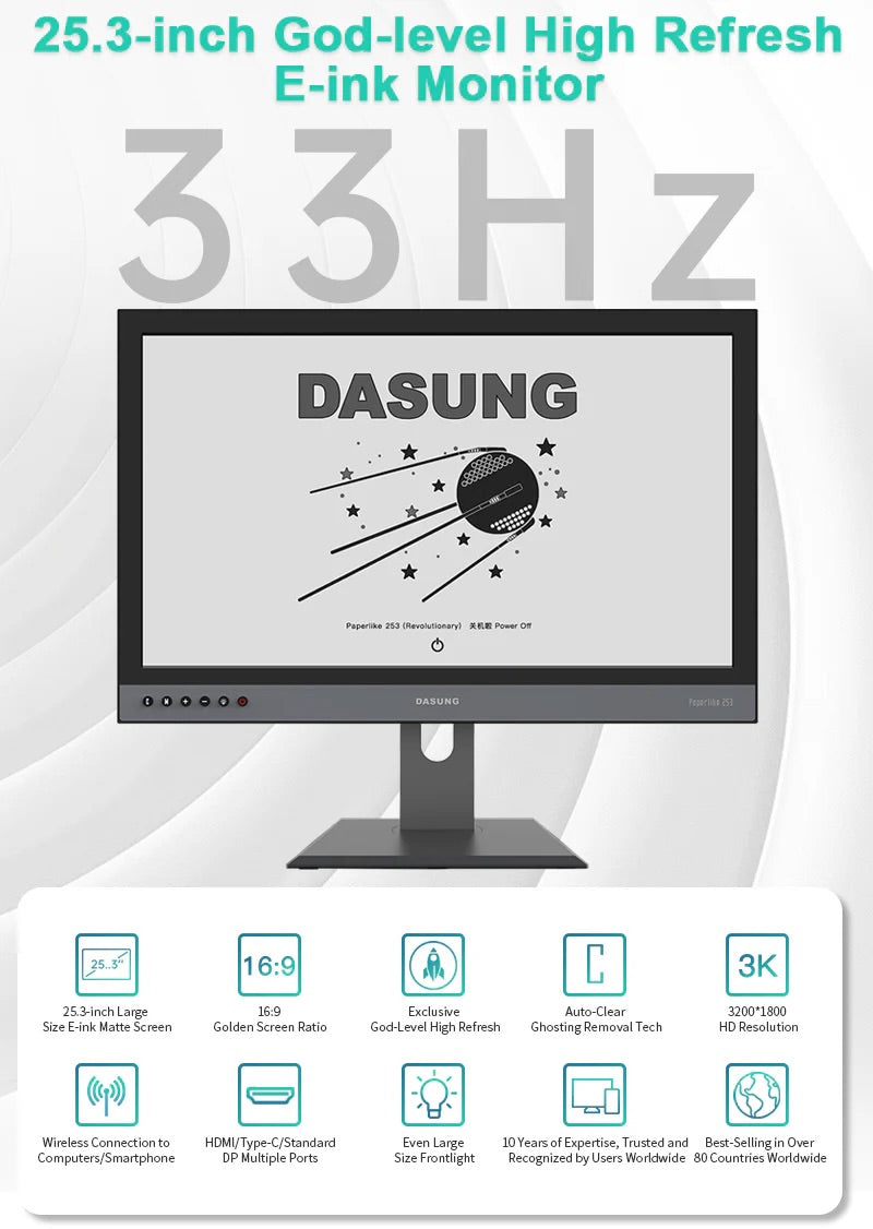 Dasung 253 REVO 25.3" Monochrome 33Hz E-Ink Monitor